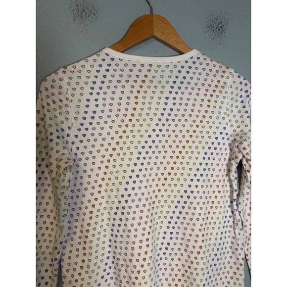 Roller Rabbit Womens Disco Hearts Long Sleeve Pajama Top Rainbow White - Picture 7 of 8